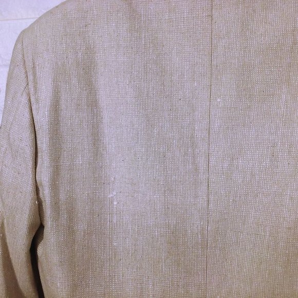 Marc Jeffries Pure Silk Blazer Suit Coat Men-48(L) Dbl-Button Vent Pockets Cream - Picture 10 of 11